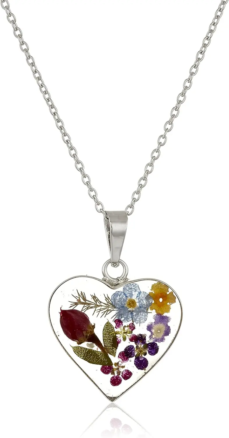 Sterling Silver Flower Heart Pendant Necklace
Sterling Silver Flower Heart Pendant Necklace
