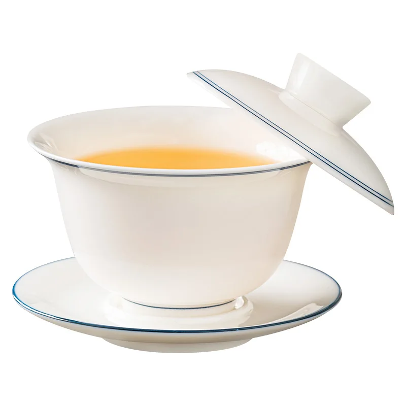 1--11PC Yangzhi Jade Blue Line Three Talent Gaiwan/Hovering Kung Fu Tea Set/Ceramic Tea Bowl/150ML/ White Gaiwan
1--11PC Yangzhi Jade Blue Line Three Talent Gaiwan/Hovering Kung Fu Tea Set/Ceramic Tea Bowl/150ML/ White Gaiwan