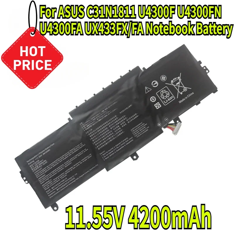 11.55V 4200mAh Suitable for ASUS C31N1811 U4300F U4300FN U4300FA UX433FX/FA Notebook Battery
11.55V 4200mAh Suitable for ASUS C31N1811 U4300F U4300FN U4300FA UX433FX/FA Notebook Battery