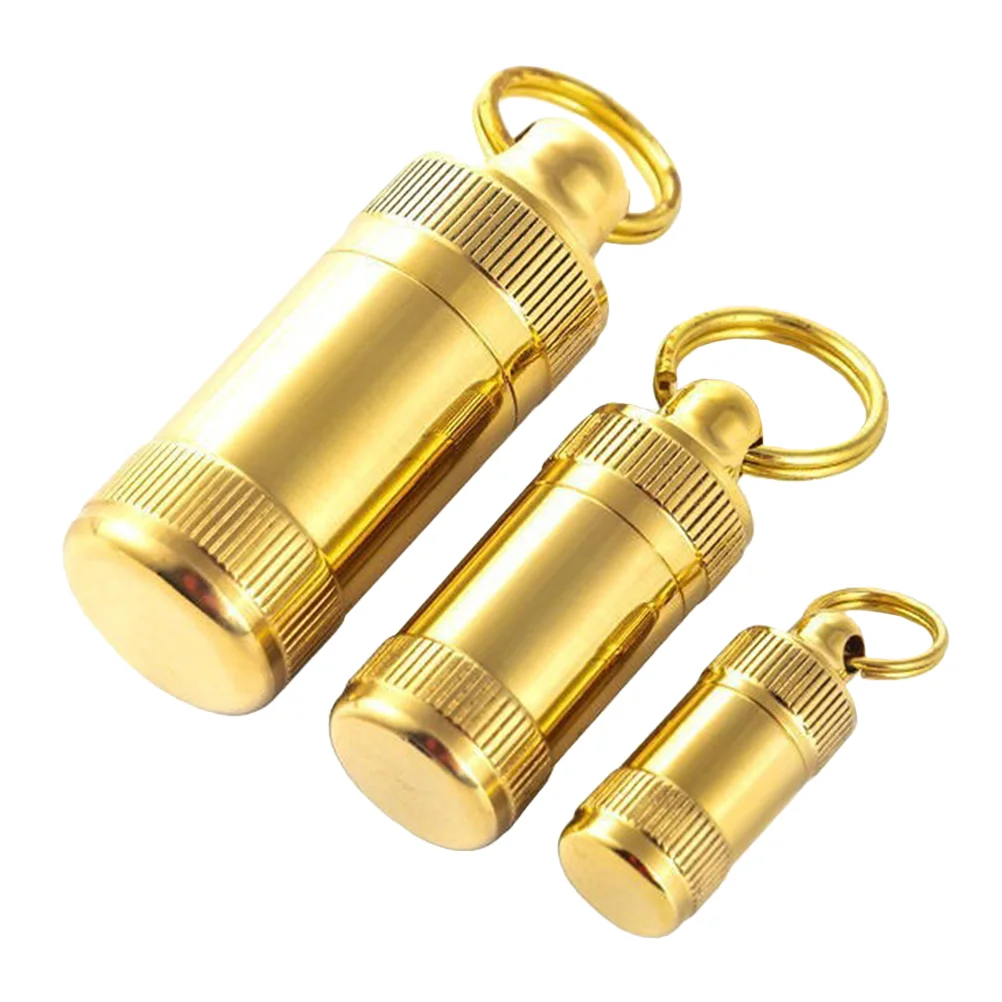 3 Pcs Mini Moistureproof Pill Bottle Waterproof Case Container Brass Portable Cases Travel Locket
3 Pcs Mini Moistureproof Pill Bottle Waterproof Case Container Brass Portable Cases Travel Locket