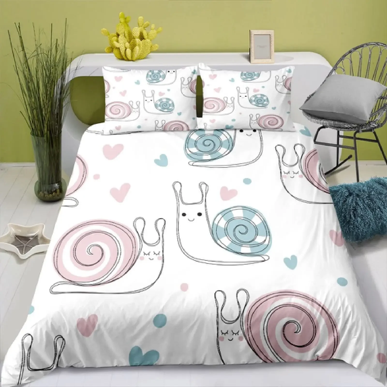 Colourful Snail Duvet Cover Set Cute Kawaii Animal Polyester Bedding Set Comforter Cover King Queen Size For Kids Boys Girls
Colourful Snail Duvet Cover Set Cute Kawaii Animal Polyester Bedding Set Comforter Cover King Queen Size For Kids Boys Girls