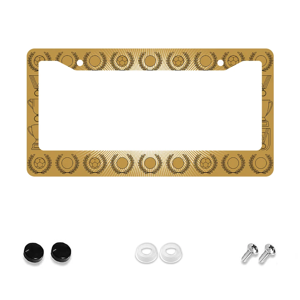 1pc Gold Color 2-Hole License Plate Frame with Trophy and Laurel Pattern, Aluminum Material, 6x12 Inches, Includes Screw Kit
1pc Gold Color 2-Hole License Plate Frame with Trophy and Laurel Pattern, Aluminum Material, 6x12 Inches, Includes Screw Kit