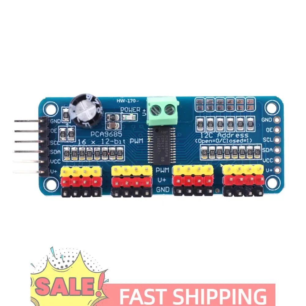 PCA9685 PWM Servo Motor Driver IIC Interface 16 Channel 12-Bit PWM Servo Motor Shield Driver for Arduino Robot/ Raspberry Pi