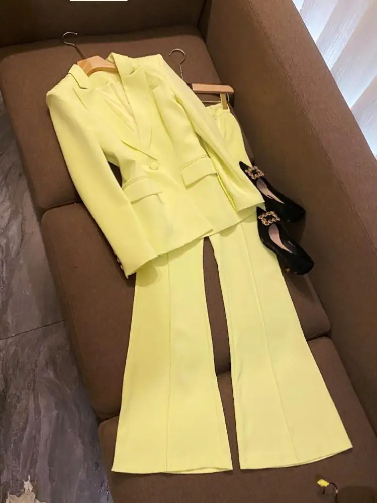 Модный желтый костюм, комплект средней длины на одной пуговице, дэт и расклешенные брюки, комплект из двух предметов для женщин, комплект для поездок на работу, Sle A5937
Модный желтый костюм, комплект средней длины на одной пуговице, дэт и расклешенные брюки, комплект из двух предметов для женщин, комплект для поездок на работу, Sle A5937