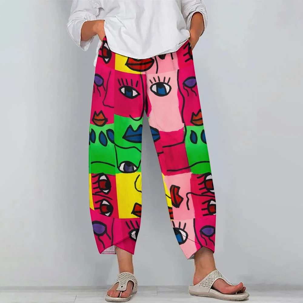 Y2K Women'S Eye Print Fashion And Versatile 9-inch Oversized Bottom Loading Abstract Art 9-inch Pants Trousers Spring and summer
Y2K Women'S Eye Print Fashion And Versatile 9-inch Oversized Bottom Loading Abstract Art 9-inch Pants Trousers Spring and summer