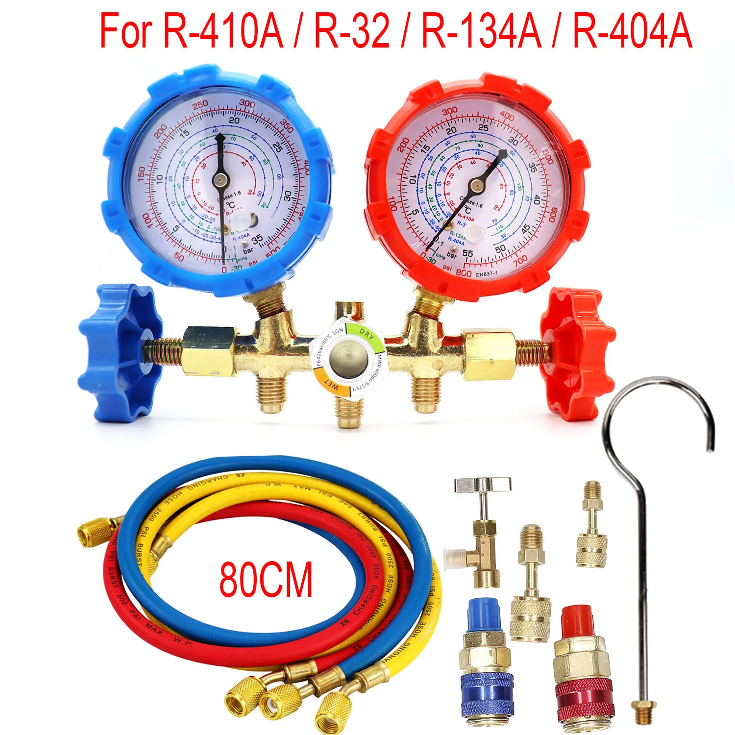 For R410A R32 R404A R134A Refrigerant Manifold Gauge Air Condition Refrigeration Set Air Conditioning Tools With Hose And Hook
For R410A R32 R404A R134A Refrigerant Manifold Gauge Air Condition Refrigeration Set Air Conditioning Tools With Hose And Hook