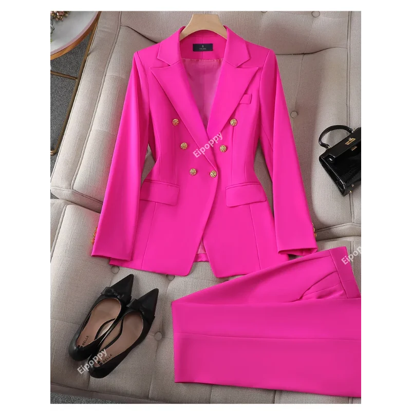 2024 New High Quality Women Pant Suit Rose Red Pink White New Fashion Formal Ladies Jacket and Trouser 2 Piece Blazer Set
2024 New High Quality Women Pant Suit Rose Red Pink White New Fashion Formal Ladies Jacket and Trouser 2 Piece Blazer Set