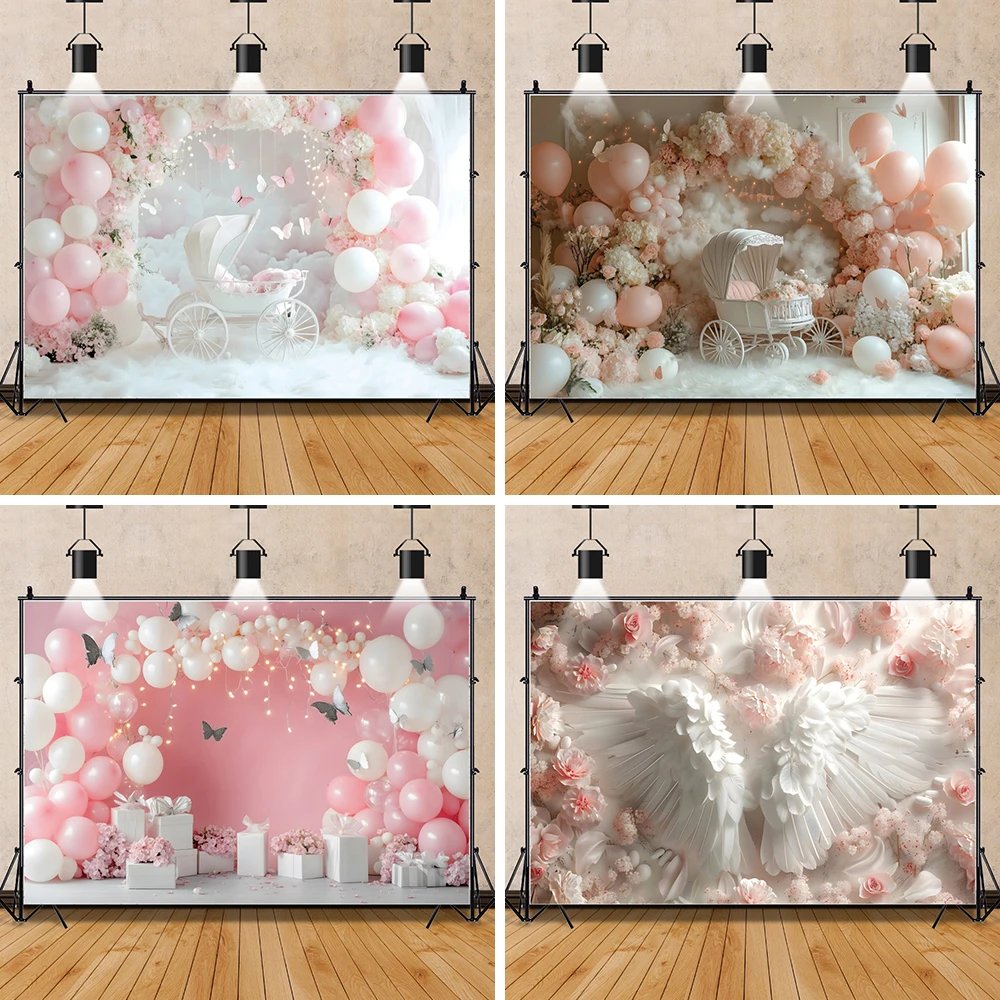 Stroller Baby Shower Photography Background Pink Arch Balloon Butterfly Newborn Birthday Party Decor Backdrop Photo Studio Props
Stroller Baby Shower Photography Background Pink Arch Balloon Butterfly Newborn Birthday Party Decor Backdrop Photo Studio Props
