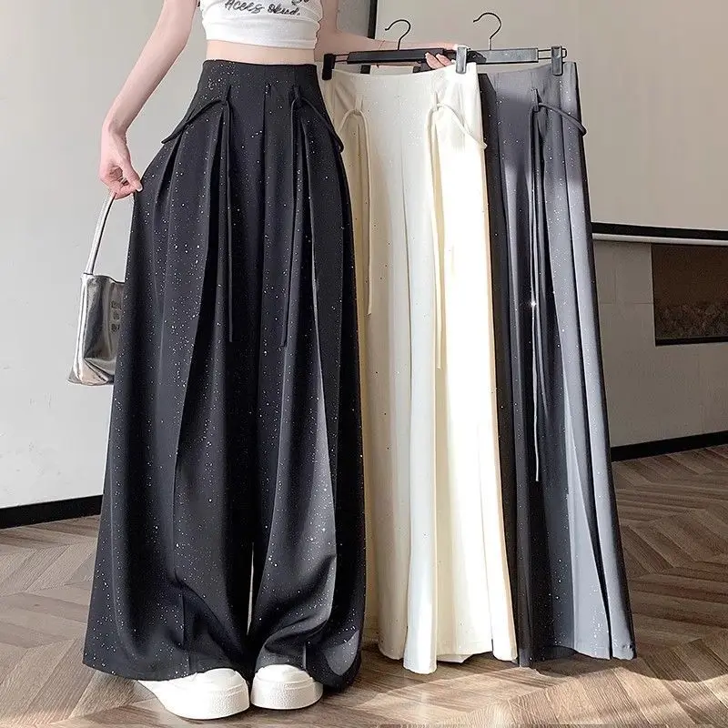 Sweet Hot Girl Sequined Ice Silk Wide Leg Pants Women's Autumn Summer Casual High Waist Floor Pants Fashion Female Clothes
Sweet Hot Girl Sequined Ice Silk Wide Leg Pants Women's Autumn Summer Casual High Waist Floor Pants Fashion Female Clothes