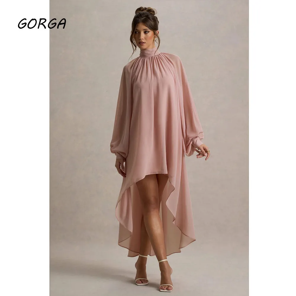 GORGA Customized Dusty Pink Ankle-Length Chiffon Evening Dress High Neck Prom Dress 2025 Long Sleeve High Low A-line Party Dress
GORGA Customized Dusty Pink Ankle-Length Chiffon Evening Dress High Neck Prom Dress 2025 Long Sleeve High Low A-line Party Dress