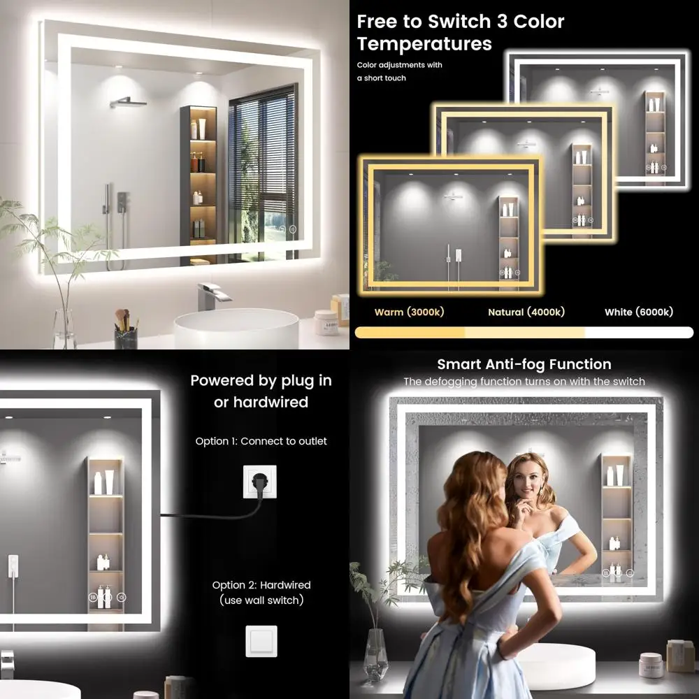 40X30 Светодиодное зеркало для ванной комнаты с подсветкой, противотуманное, с подсветкой + передней подсветкой, косметическое зеркало для ванной комнаты с подсветкой для стены, функция памяти,
40X30 Светодиодное зеркало для ванной комнаты с подсветкой, противотуманное, с подсветкой + передней подсветкой, косметическое зеркало для ванной комнаты с подсветкой для стены, функция памяти,