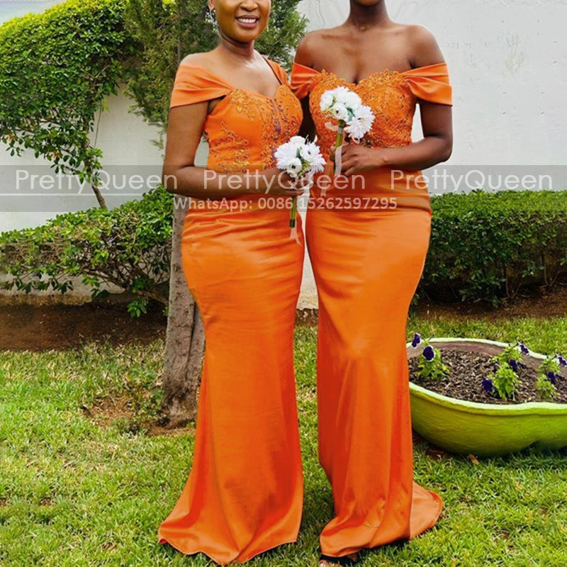 Customized Appliques Long Bridesmaid Dresses Off Shoulder Mermaid Long Orange Trumpet Maid Of Honor Wedding Party Dress
Customized Appliques Long Bridesmaid Dresses Off Shoulder Mermaid Long Orange Trumpet Maid Of Honor Wedding Party Dress