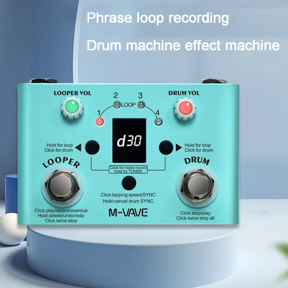 M-VAVE Guitar Effect Pedal V2 Drum Looper 30 Drums 11 Mins Recoding Time Tuner Guitar Effect Pedal Overload Single Block
M-VAVE Guitar Effect Pedal V2 Drum Looper 30 Drums 11 Mins Recoding Time Tuner Guitar Effect Pedal Overload Single Block