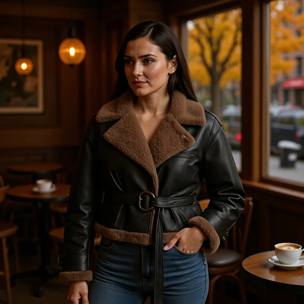 Short Coat Unique Street Style Waist-Cinching Fashion Women's Coat Brown Trim Leather Jacket Women Warm Belted Button Down KGI0
Short Coat Unique Street Style Waist-Cinching Fashion Women's Coat Brown Trim Leather Jacket Women Warm Belted Button Down KGI0
