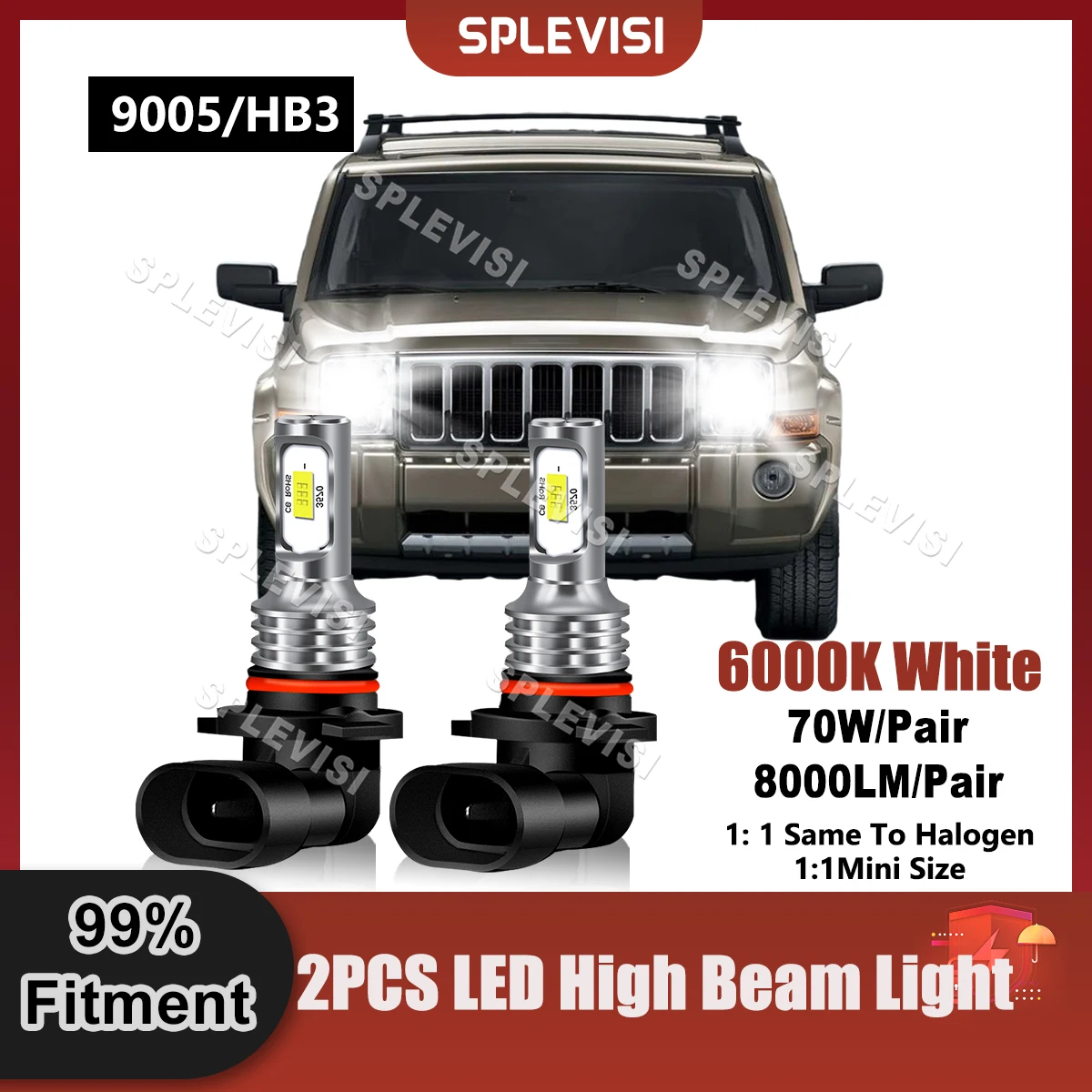 SPLEVISI LED Headlight 9005/HB3 High Beam Bulbs 8000LM Pure White 9V-24V For Jeep Commander 2005 2006 2007 2008 2009 2010
SPLEVISI LED Headlight 9005/HB3 High Beam Bulbs 8000LM Pure White 9V-24V For Jeep Commander 2005 2006 2007 2008 2009 2010