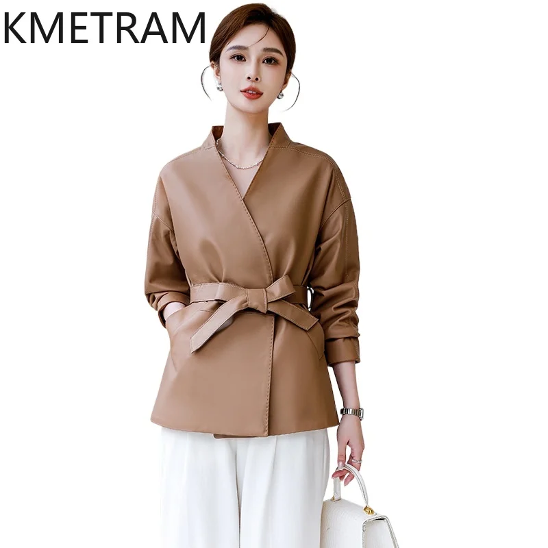 KMETRAM Genuine Sheepskin Leather Jacket Woman V-Neck Tie Belt Waist Cinched Jackets Short Casual Coat 2026 Fall Women Clothing
KMETRAM Genuine Sheepskin Leather Jacket Woman V-Neck Tie Belt Waist Cinched Jackets Short Casual Coat 2026 Fall Women Clothing