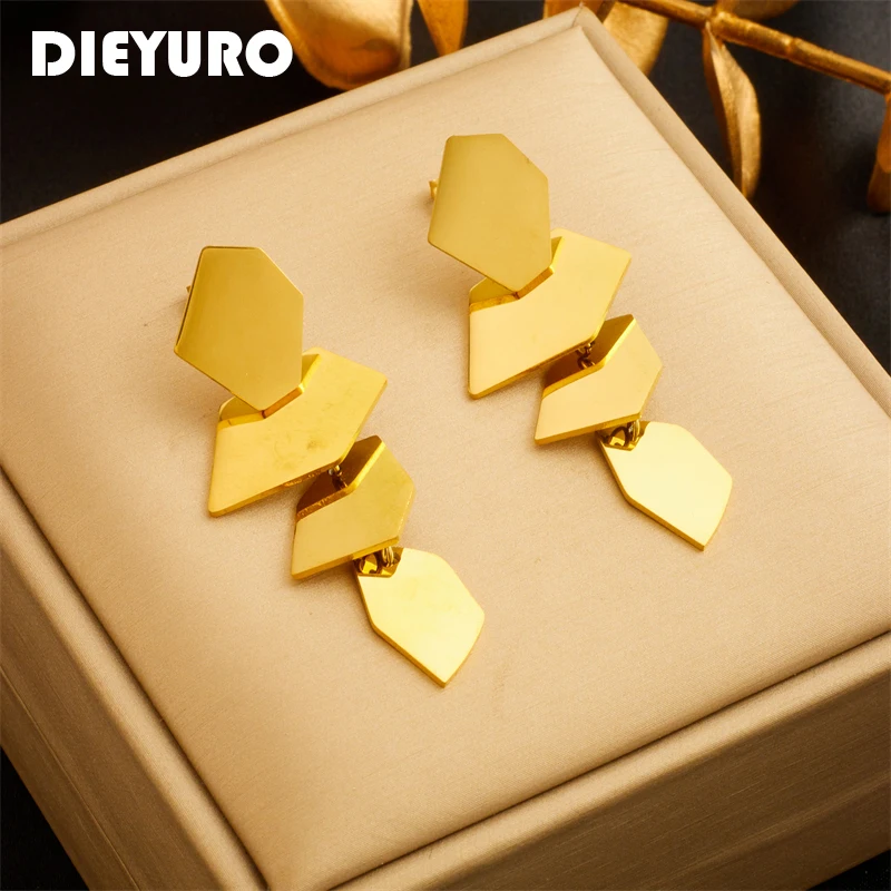 DIEYURO 316L Stainless Steel Gold Color Geometry Pendant Earrings For Women Girl New Fashion Ear Drop Jewelry Holiday Gift Party
DIEYURO 316L Stainless Steel Gold Color Geometry Pendant Earrings For Women Girl New Fashion Ear Drop Jewelry Holiday Gift Party