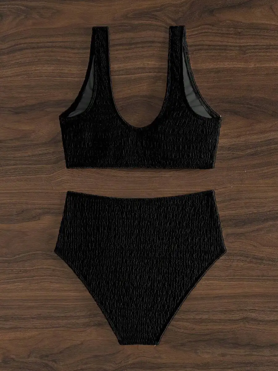 Womens Textured High Waist Bikini Set For Beach Summer
Womens Textured High Waist Bikini Set For Beach Summer