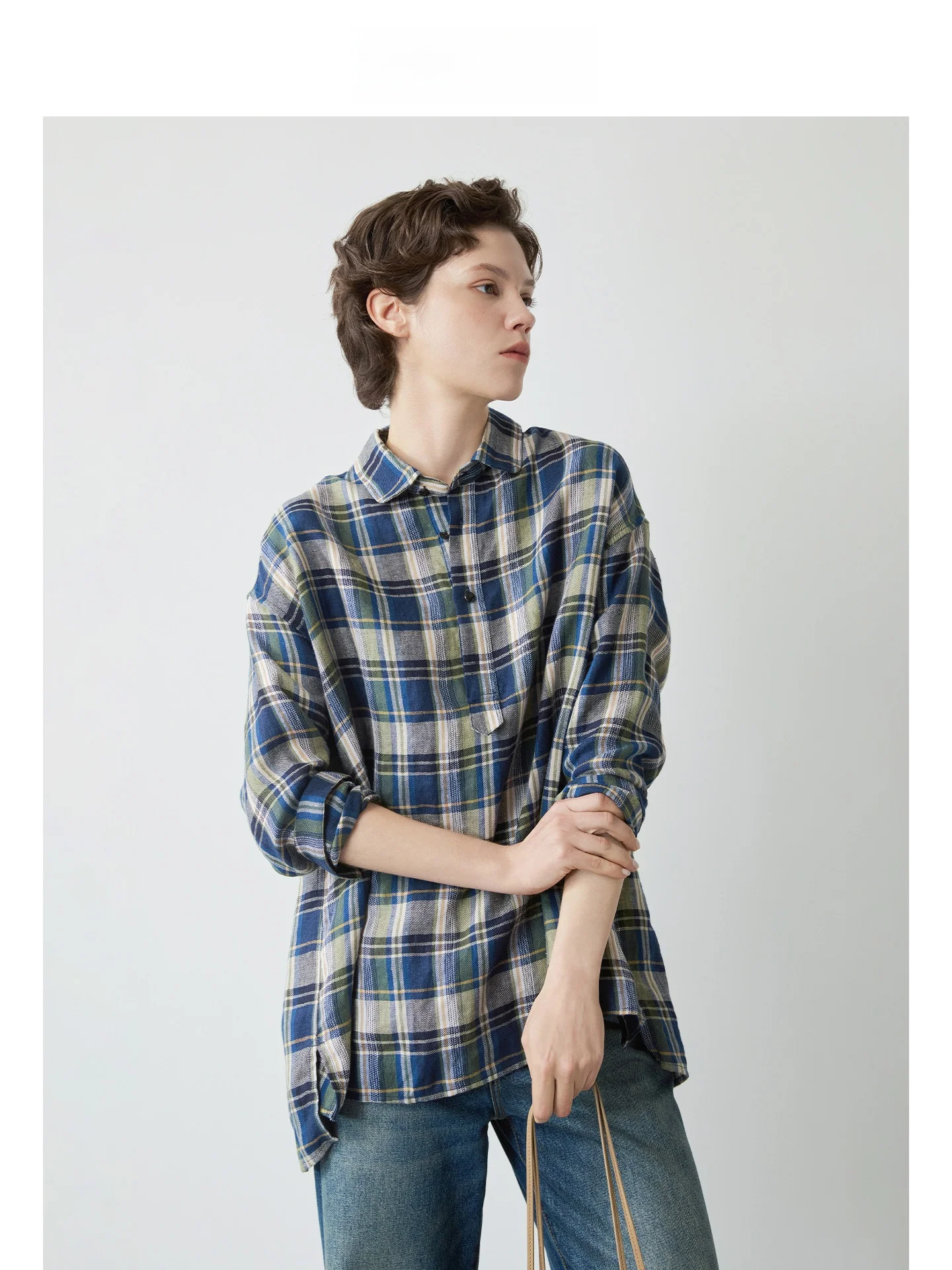 DE Mincollection Lin Zhi Qing Japanese Sle Plaid irt Vintage Colored Weave Linen Casual Overhead Women's irt
DE Mincollection Lin Zhi Qing Japanese Sle Plaid irt Vintage Colored Weave Linen Casual Overhead Women's irt