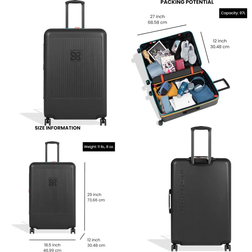 Расширяемый багажный комплект из 6 предметов в твердом корпусе с вращающимися колесами, замком tsa, легкий абс для путешествий и ручной клади. 
Расширяемый багажный комплект из 6 предметов в твердом корпусе с вращающимися колесами, замком tsa, легкий абс для путешествий и ручной клади.