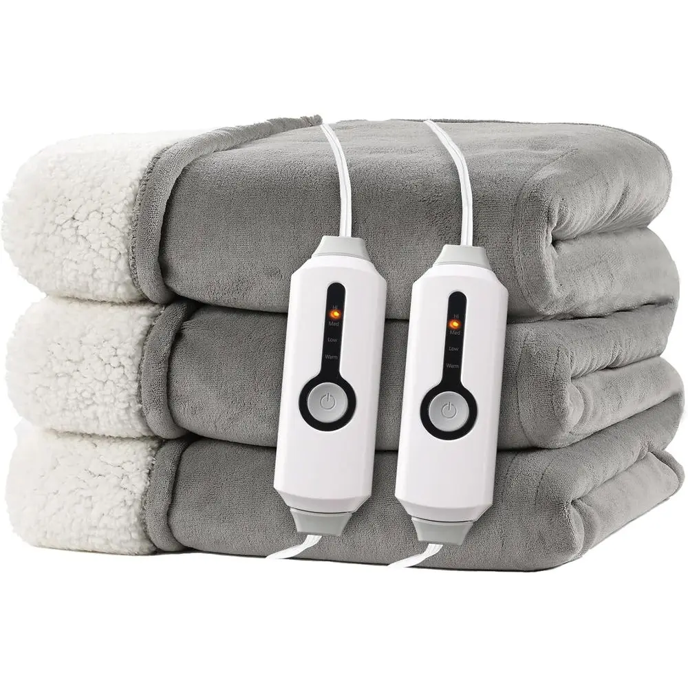 King Size Electric Heated Blanket 90x100 - 4 Heat Levels, 10H Auto-Off, Dual-Sided Sherpa, Machine Washable, Light Gray
King Size Electric Heated Blanket 90x100 - 4 Heat Levels, 10H Auto-Off, Dual-Sided Sherpa, Machine Washable, Light Gray