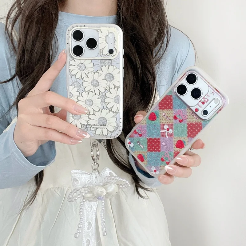 Simple White Daisy Flower Glitter Bowknot Phone Case For iPhone 17 Pro 16 15 Pro Max Back Cover with Lace Pendant Cute Cases Cov
Simple White Daisy Flower Glitter Bowknot Phone Case For iPhone 17 Pro 16 15 Pro Max Back Cover with Lace Pendant Cute Cases Cov