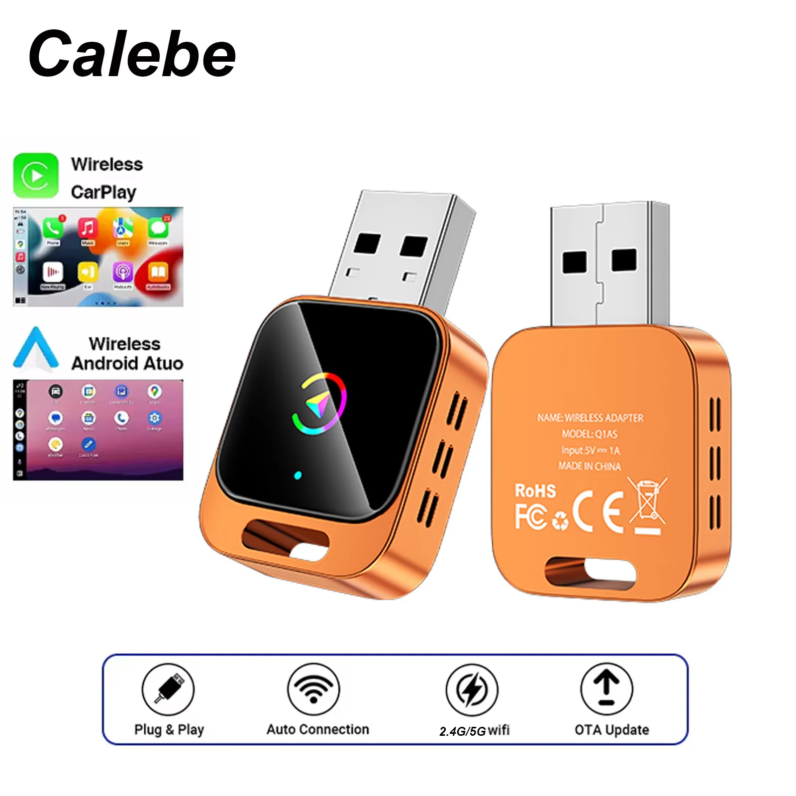 Calebe 2in1 Carplay Adapter Wireless Android Auto Adapter AirPlay BT5.0 USB/USB-C WiFi Transmission for IOS Android No Delay
Calebe 2in1 Carplay Adapter Wireless Android Auto Adapter AirPlay BT5.0 USB/USB-C WiFi Transmission for IOS Android No Delay