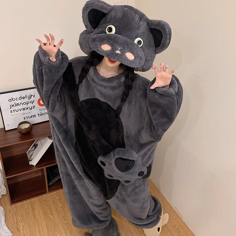 DAIMELU Hooded cat nightgown women's sleepwear set winter coral fleece warm nightwear female pajamas jumpsuit loungewear cartoon 
DAIMELU Hooded cat nightgown women's sleepwear set winter coral fleece warm nightwear female pajamas jumpsuit loungewear cartoon