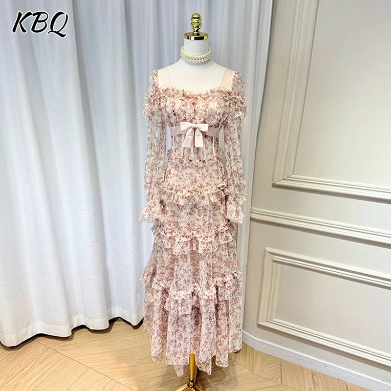 KBQ Sweet Printing Spliced Bowknot Dress for Womensquare Colalr Long Sleeve Patchwork Ruffles Trims Temperament Dresses Female
KBQ Sweet Printing Spliced Bowknot Dress for Womensquare Colalr Long Sleeve Patchwork Ruffles Trims Temperament Dresses Female