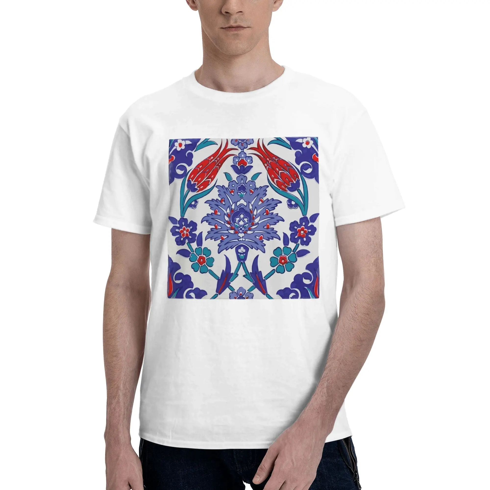 Oriental Tile Floral Pattern 100% Cotton T-Shirt Men's Classic T Shirts Men Round Neck Short Sleeve S-6XL 
Oriental Tile Floral Pattern 100% Cotton T-Shirt Men's Classic T Shirts Men Round Neck Short Sleeve S-6XL