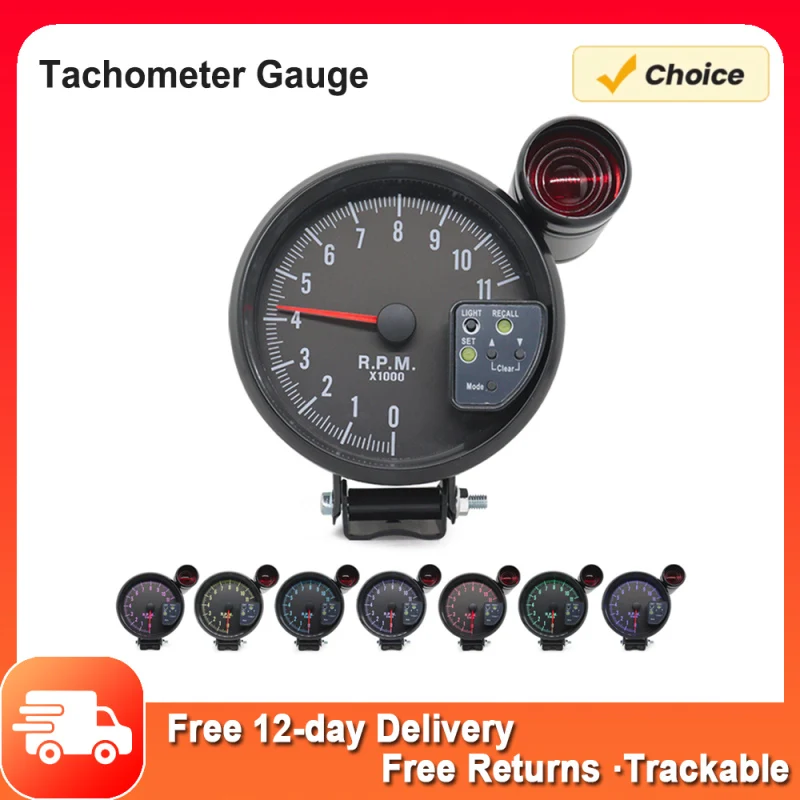 5 Inch Tachometer Gauge Black 7 Colors Backlight with Shift Light Peak Sound LED Flash When RPM Warning Tachometer Gauge
5 Inch Tachometer Gauge Black 7 Colors Backlight with Shift Light Peak Sound LED Flash When RPM Warning Tachometer Gauge