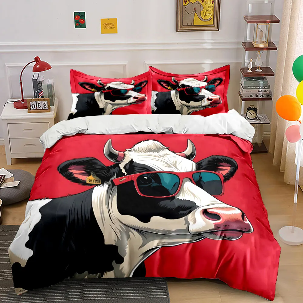 Cow with Sunglasses on Red Pattern Duvet Cover Set Digital Print Colorful Polyester Bedding with Zipper Closur for kids gifts
Cow with Sunglasses on Red Pattern Duvet Cover Set Digital Print Colorful Polyester Bedding with Zipper Closur for kids gifts