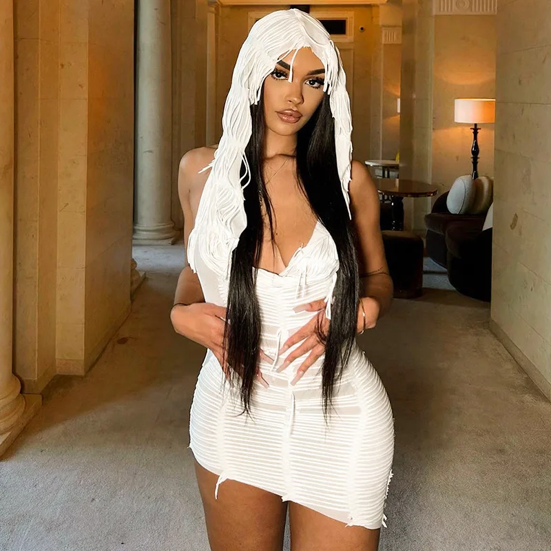 European and American Women's New Solid Color Casual Sleeveless Hooded Tassel Slim Short Dress
European and American Women's New Solid Color Casual Sleeveless Hooded Tassel Slim Short Dress