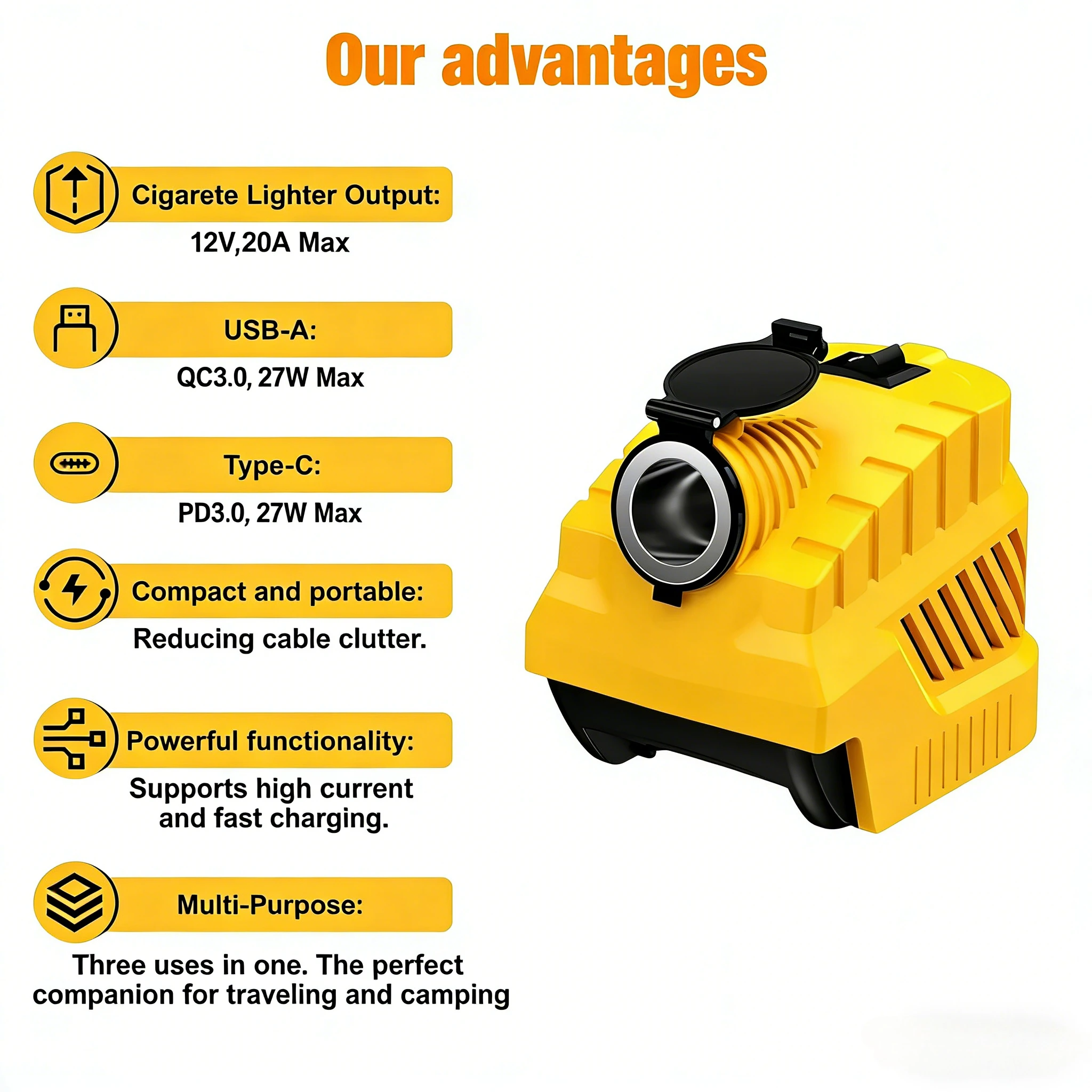 Step Down Converter for Dewalt 20V to 12V Power 240W Car Cigarette Lighter Socket for Vehicle Devices USB Port USB C Type C
Step Down Converter for Dewalt 20V to 12V Power 240W Car Cigarette Lighter Socket for Vehicle Devices USB Port USB C Type C