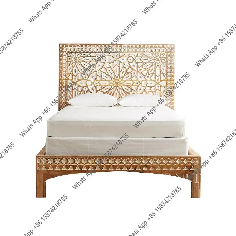 BJ Solid Wood Bed High Back Double Bed Large Bedside Table Indonesian Carved Bed Homestay Customization
BJ Solid Wood Bed High Back Double Bed Large Bedside Table Indonesian Carved Bed Homestay Customization