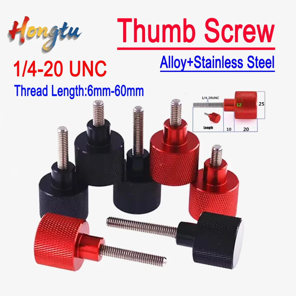 Hongtu Knurled Thumb Screws UNC 1/4-20 (6mm~60mm) - Aluminium Grip Knob + Stainless Steel Thread for PC & Camera Tripod
Hongtu Knurled Thumb Screws UNC 1/4-20 (6mm~60mm) - Aluminium Grip Knob + Stainless Steel Thread for PC & Camera Tripod