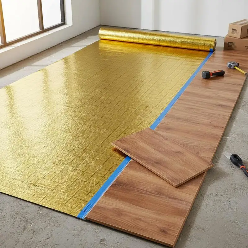 Flooring Cushioning 200 sq. ft 3mm For Laminate, Vinyl Plank, Hardwood, EPE Foam Gold PE Film Sound Reduction Tape Vapor Barrier Heavy Duty Padding Roll
Flooring Cushioning 200 sq. ft 3mm For Laminate, Vinyl Plank, Hardwood, EPE Foam Gold PE Film Sound Reduction Tape Vapor Barrier Heavy Duty Padding Roll