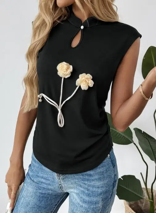 2025 Summer Casual New Chinese Style Sleeveless Black Three-Dimensional Flower Unique and Chic Top with Chinese Style
2025 Summer Casual New Chinese Style Sleeveless Black Three-Dimensional Flower Unique and Chic Top with Chinese Style