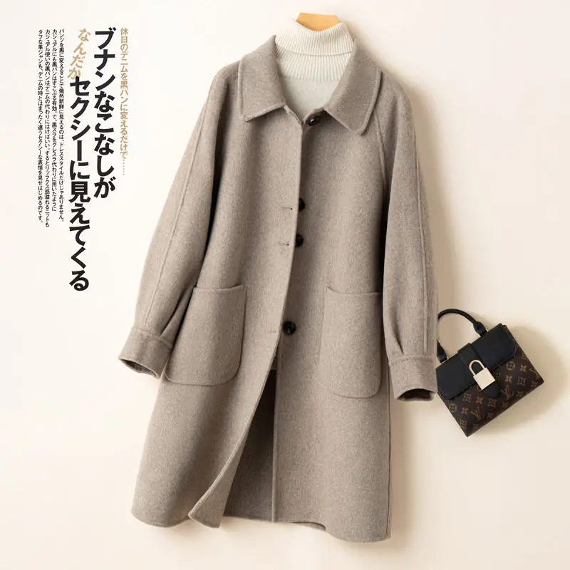 Autumn Winter New Double-Sided Cashmere Coat Women Mid-Length Doll Collar Korean High-End Loose Wool Jacket Female Overcoat T858
Autumn Winter New Double-Sided Cashmere Coat Women Mid-Length Doll Collar Korean High-End Loose Wool Jacket Female Overcoat T858
