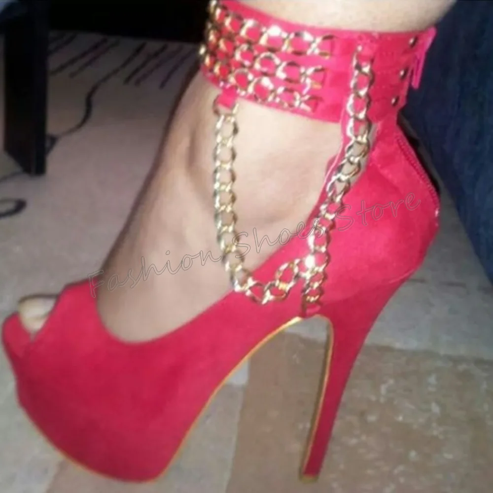 Red Chain Decor Peep Toe Sandals Platform Stilettos High Heels High Heel Shoes for Women Sexy Heels 2024 New Zapatos Para Mujere
Red Chain Decor Peep Toe Sandals Platform Stilettos High Heels High Heel Shoes for Women Sexy Heels 2024 New Zapatos Para Mujere