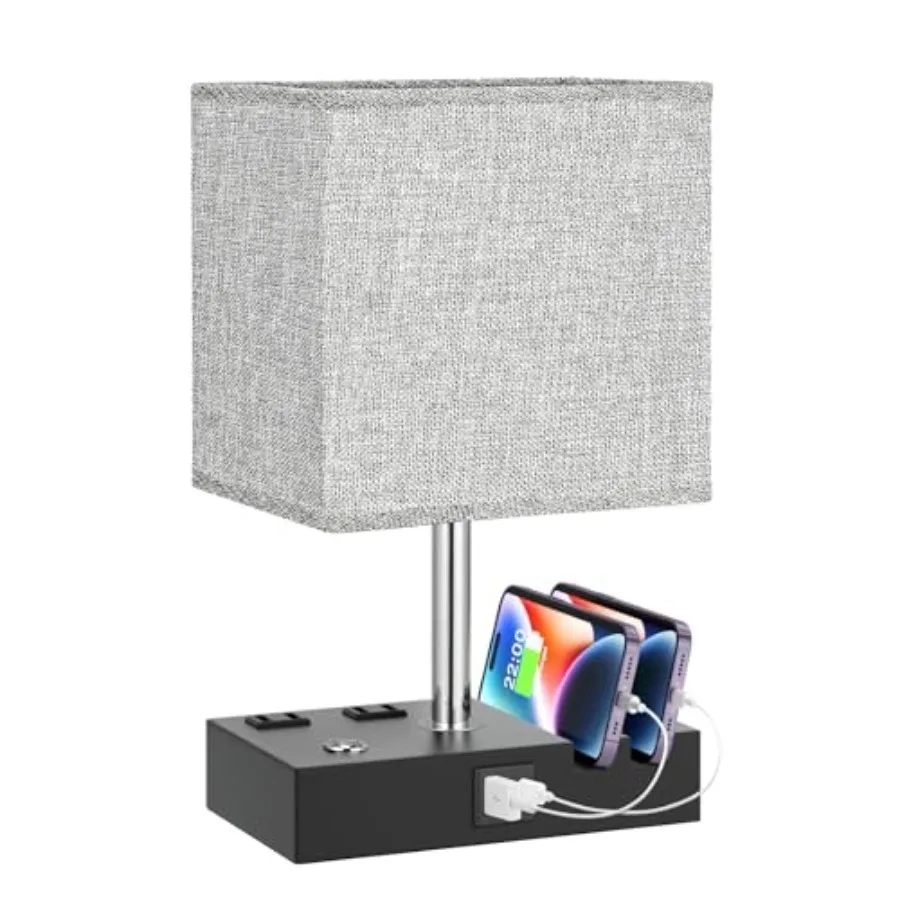 Nightstand Lamp for Bedroom with Dual USB Ports, Bedside Table Lamp Charging Outlets and Phone Stands, 3-Way Dimmable Desk Lamp
Nightstand Lamp for Bedroom with Dual USB Ports, Bedside Table Lamp Charging Outlets and Phone Stands, 3-Way Dimmable Desk Lamp