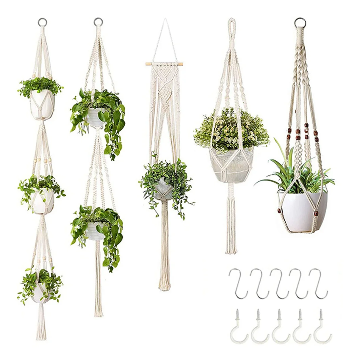 HHTL Hand-Made Flower Stand, Adjustable Knotting Rope, Woven Hanging Basket, with Flowerpot Tray, Used in Indoor Garden.
HHTL Hand-Made Flower Stand, Adjustable Knotting Rope, Woven Hanging Basket, with Flowerpot Tray, Used in Indoor Garden.