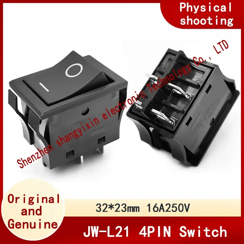 Original authentic JW-L21 high current 16A250V ship switch 4 pin 2 gear warping power button 32*23mm
Original authentic JW-L21 high current 16A250V ship switch 4 pin 2 gear warping power button 32*23mm