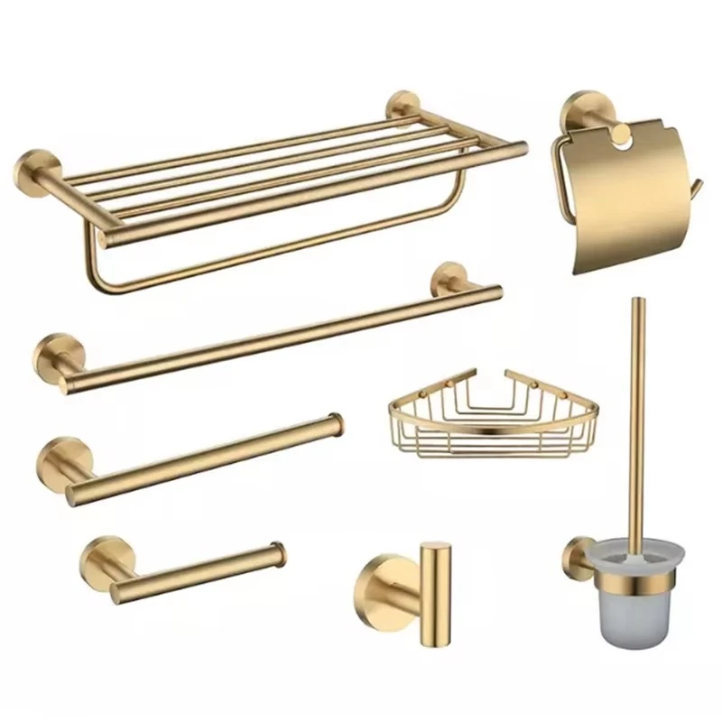 Luxury brushed gold wall-mounted stainless steel bathroom hardware accessories hotel set
Luxury brushed gold wall-mounted stainless steel bathroom hardware accessories hotel set