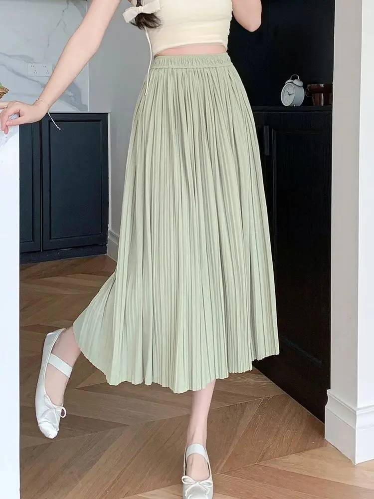 Summer Pleated A-Line Skirts Women's Elastic Waist Skirts Girls Solid Color Chiffon Skirt Bottom For Female
Summer Pleated A-Line Skirts Women's Elastic Waist Skirts Girls Solid Color Chiffon Skirt Bottom For Female