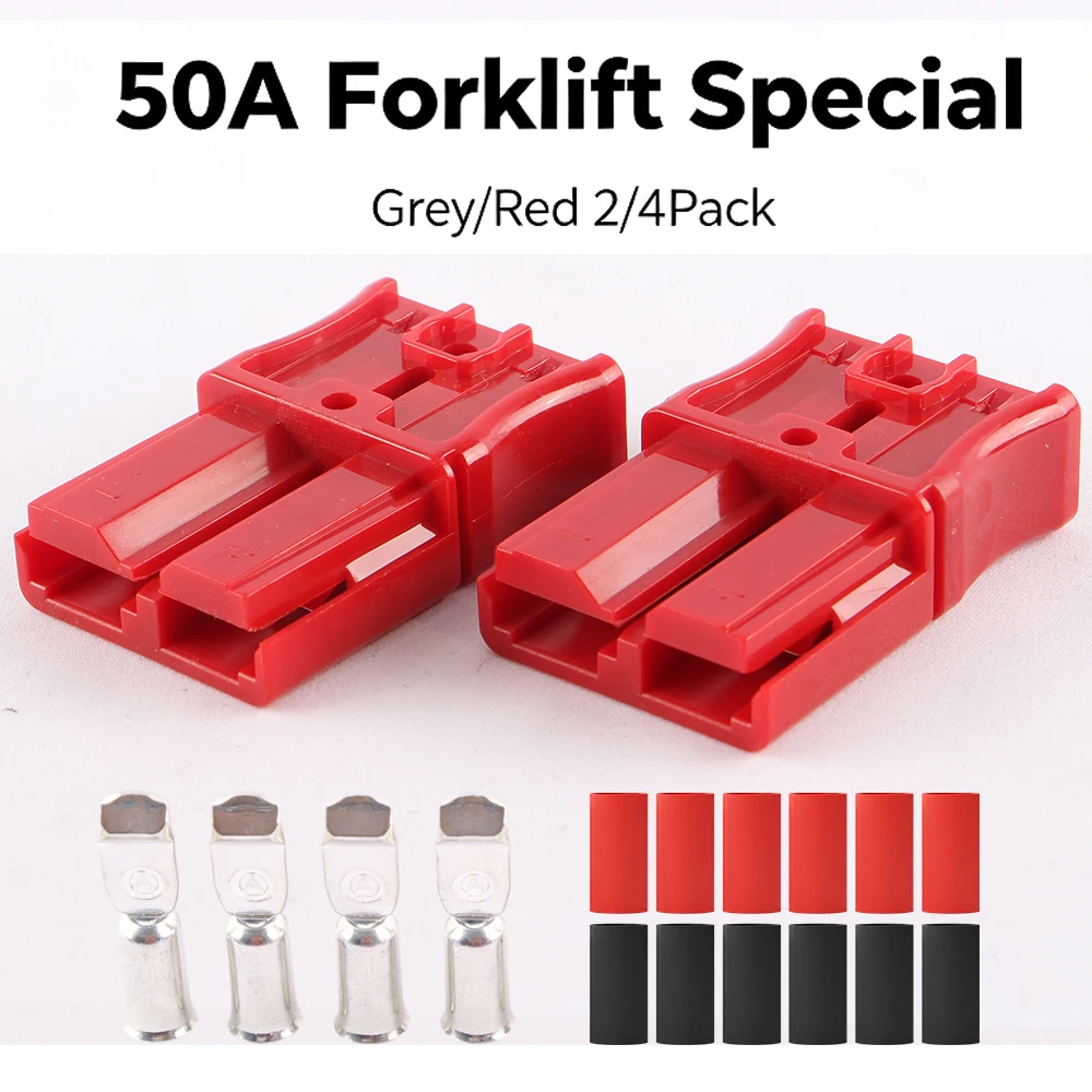 50A EV Forklift Battery Connector, High Current Quick Connect Disconnect Plug, Red/Grey, 2/4 Pack, for UPS Solar Power
50A EV Forklift Battery Connector, High Current Quick Connect Disconnect Plug, Red/Grey, 2/4 Pack, for UPS Solar Power