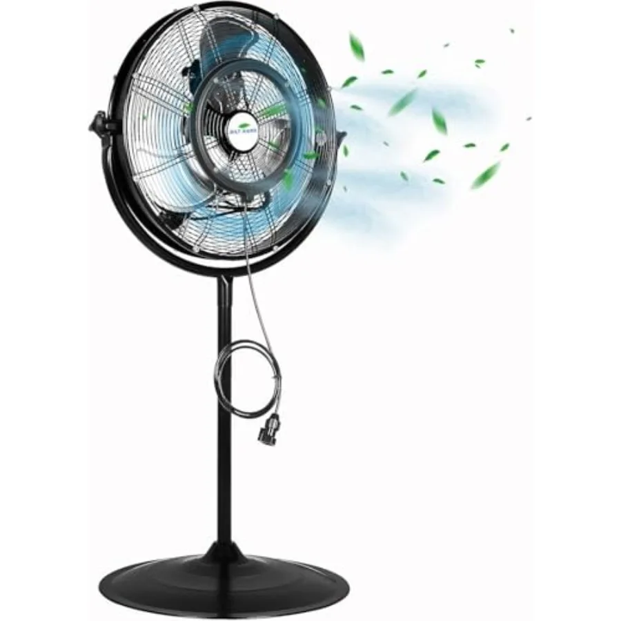 Outdoor pedestal misting fan for patio use, ABS plastic body in black, 3-speed high-velocity cooling with waterproof tilting de
Outdoor pedestal misting fan for patio use, ABS plastic body in black, 3-speed high-velocity cooling with waterproof tilting de