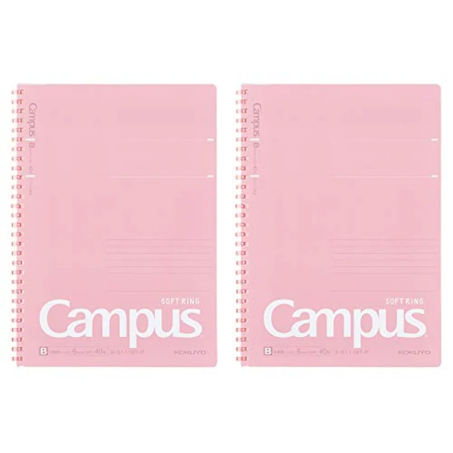 Campus Soft Ring Notebook, Semi-, B 6mm Dot Ruled, 34 Lines, 40 Sheets,,Set of 2 SU-S111BT-P
Campus Soft Ring Notebook, Semi-, B 6mm Dot Ruled, 34 Lines, 40 Sheets,,Set of 2 SU-S111BT-P