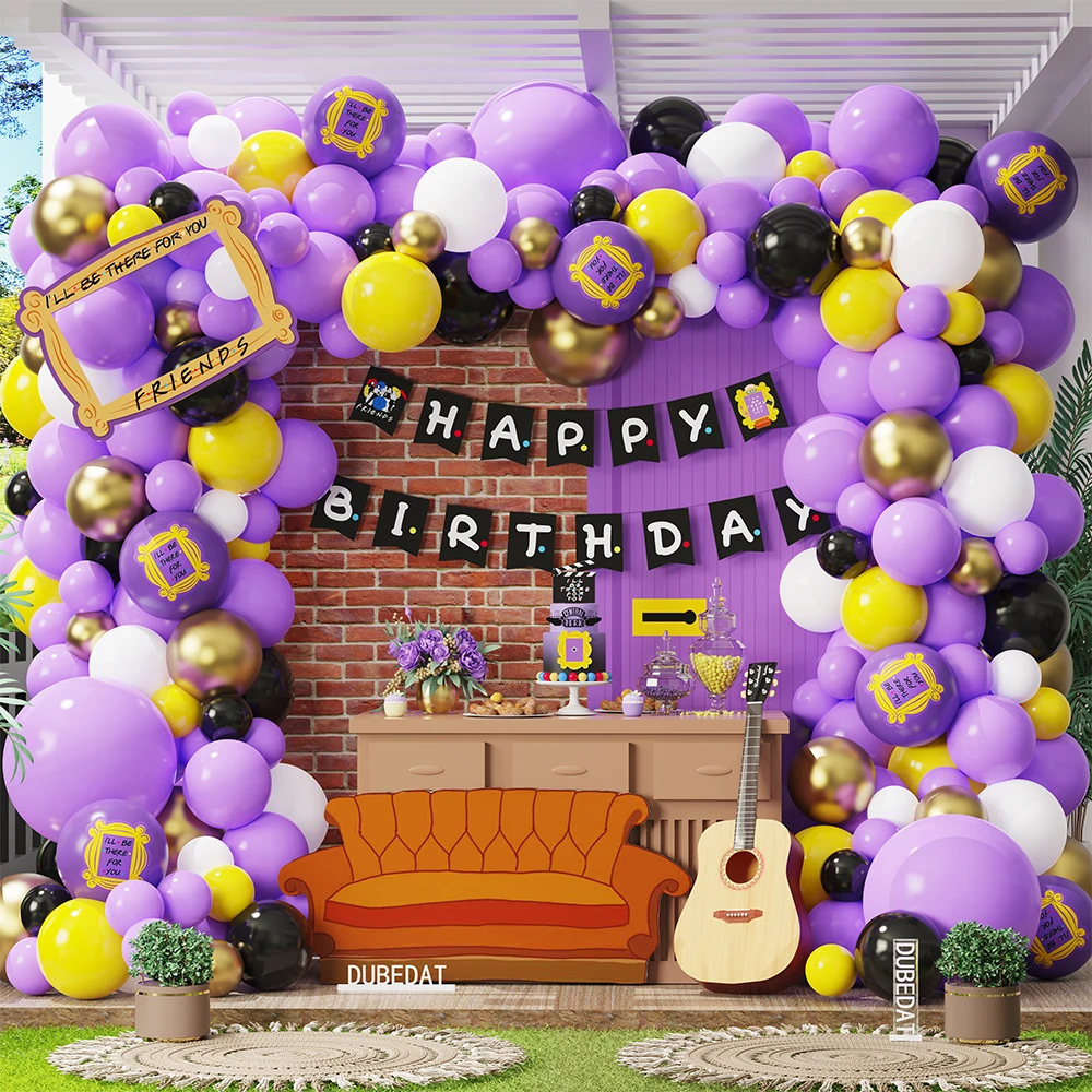 147/148Pcs Friends Balloons Garland Kit With Happy Birthday Banner Purple Black Yellow Balloon Graduation iFriends Party Decor
147/148Pcs Friends Balloons Garland Kit With Happy Birthday Banner Purple Black Yellow Balloon Graduation iFriends Party Decor