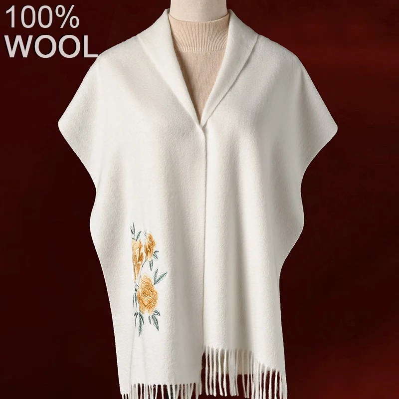 Зимний шарф из 100% шерсти для женщин, кашемировые шарфы с вышивкой пиона, хиджаб, длинная теплая однотонная женская шаль, бандана из пашмины, пончо
Зимний шарф из 100% шерсти для женщин, кашемировые шарфы с вышивкой пиона, хиджаб, длинная теплая однотонная женская шаль, бандана из пашмины, пончо